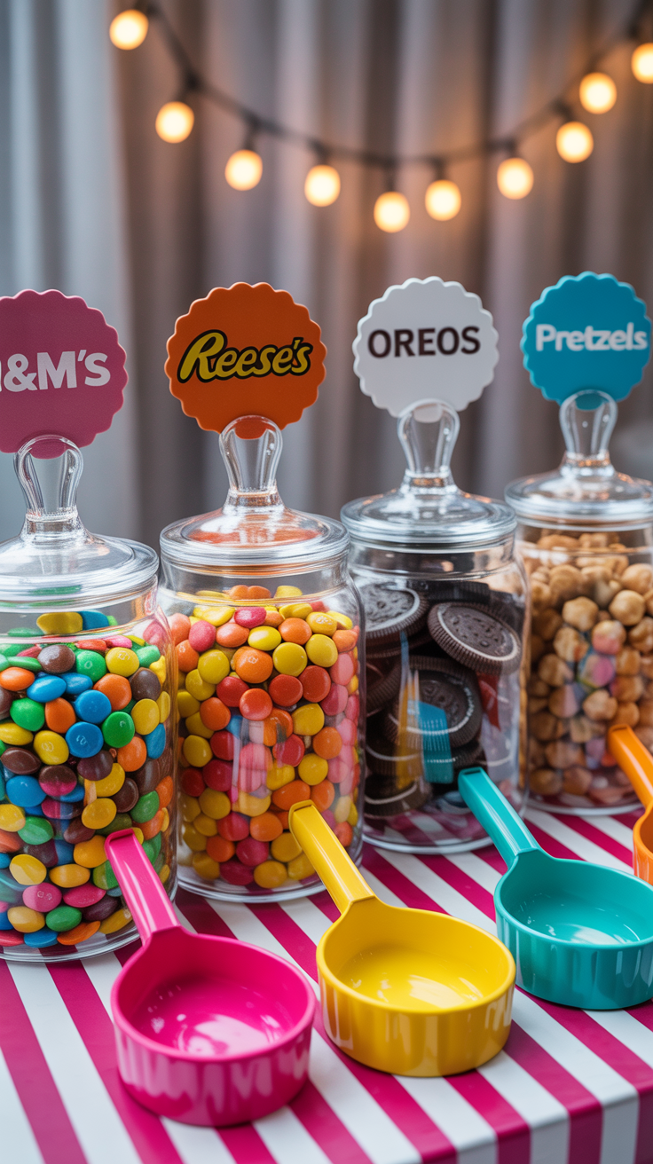 A vibrant assortment of artfully arranged ice cream toppings, set against a clean, bright background. In the foreground, a variety of colorful sprinkles, chopped nuts, chocolate shavings, and crumbled cookies spill out from small glass bowls, creating a visually enticing display. The middle ground features a selection of fruit toppings, such as plump strawberries, juicy cherries, and vibrant blueberries, arranged in a visually appealing manner. The background is softly lit, with a warm, inviting glow, highlighting the textures and colors of the toppings. The overall composition conveys a sense of abundance, creativity, and the endless possibilities for customizing the perfect ice cream sundae.